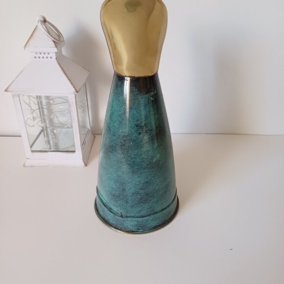 Vintage Oppenheim Turquoise Enamel & Solid Brass Pitcher Jug Made in Israel 11'' - Picture 4 of 11